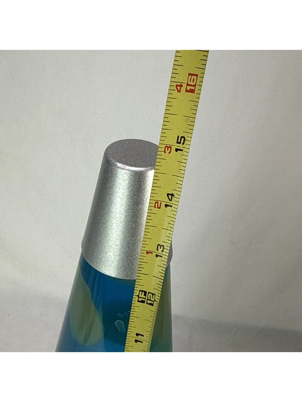 14.5” Lava Lamp Blue Liquid Yellow/white Wax lava Silver Base Works New Bulb